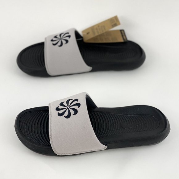 NEW Nike Victori One Next Nature Men's Slides Sandals Black Gray Slip On - Picture 2 of 12